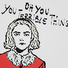 art by luana vecchio of sabrina from chilling adventures of sabrina, same as previous but has text that says 'oh you... you terrible thing'