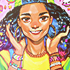 art by rian gonzales featuring a colorful 1990s themed girl
