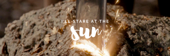 an up close shot of the sword coming out of the stone and making the stone glow gold the text on the picture reads I will stare at the sun.