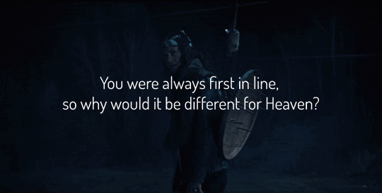 gif of Eddie in the upside down as he slowly turns around and pulls his shield and spear off his back to face the bats - text reads you were always first in line so why would it be different for heaven.