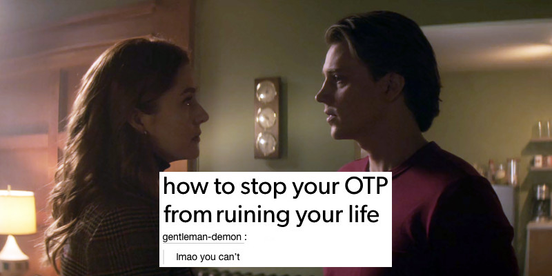 Screenshot of Nancy Drew 313, The Ransom of the Forsaken Soul. Nancy and Ace stand in his apartment looking at each other. The not-yet-cracked barometer is visible hanging on the wall behind them. A text post over top from tumblr user gentleman-demon reads: [in large text] how to stop your OTP from ruining your life [in much smaller text] lmao you can’t