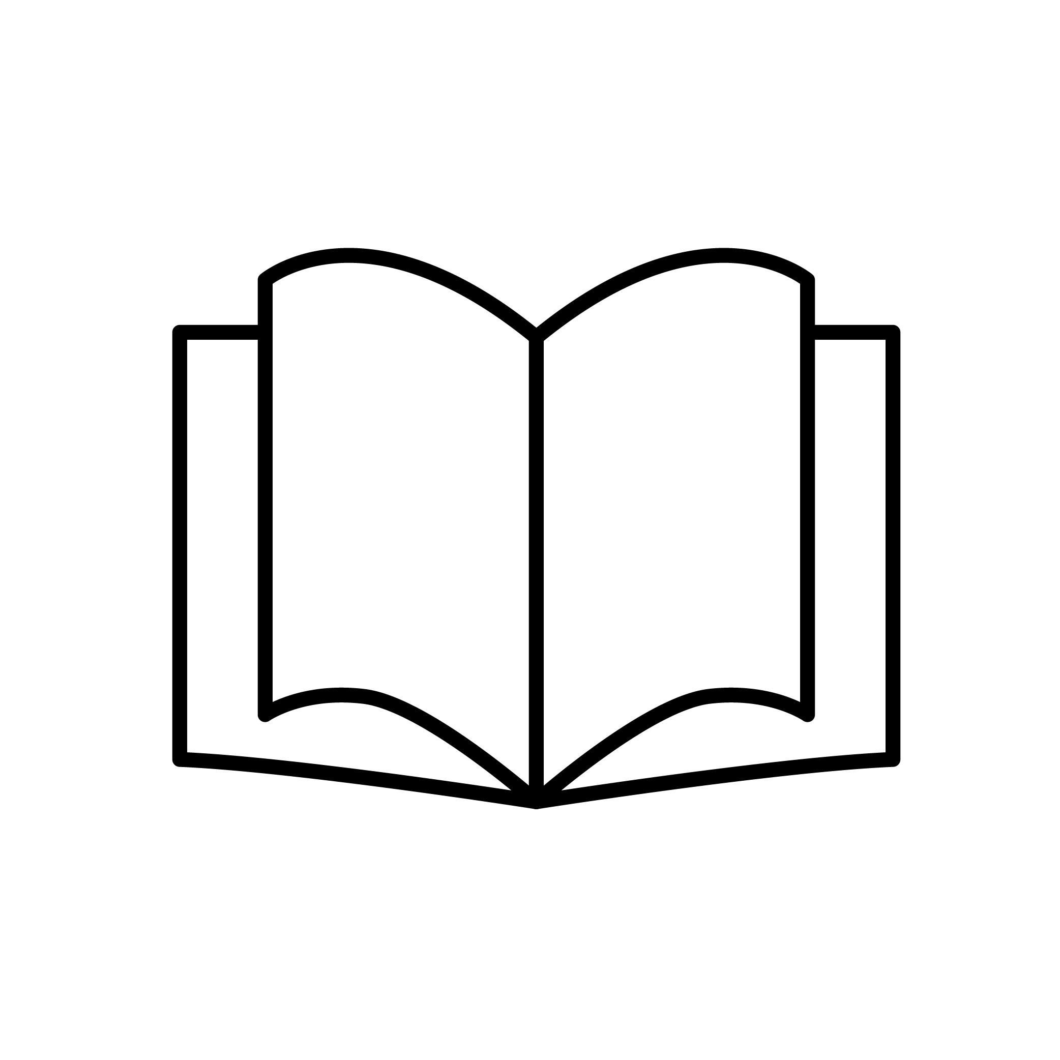 Open book in line art. Blank pages.
