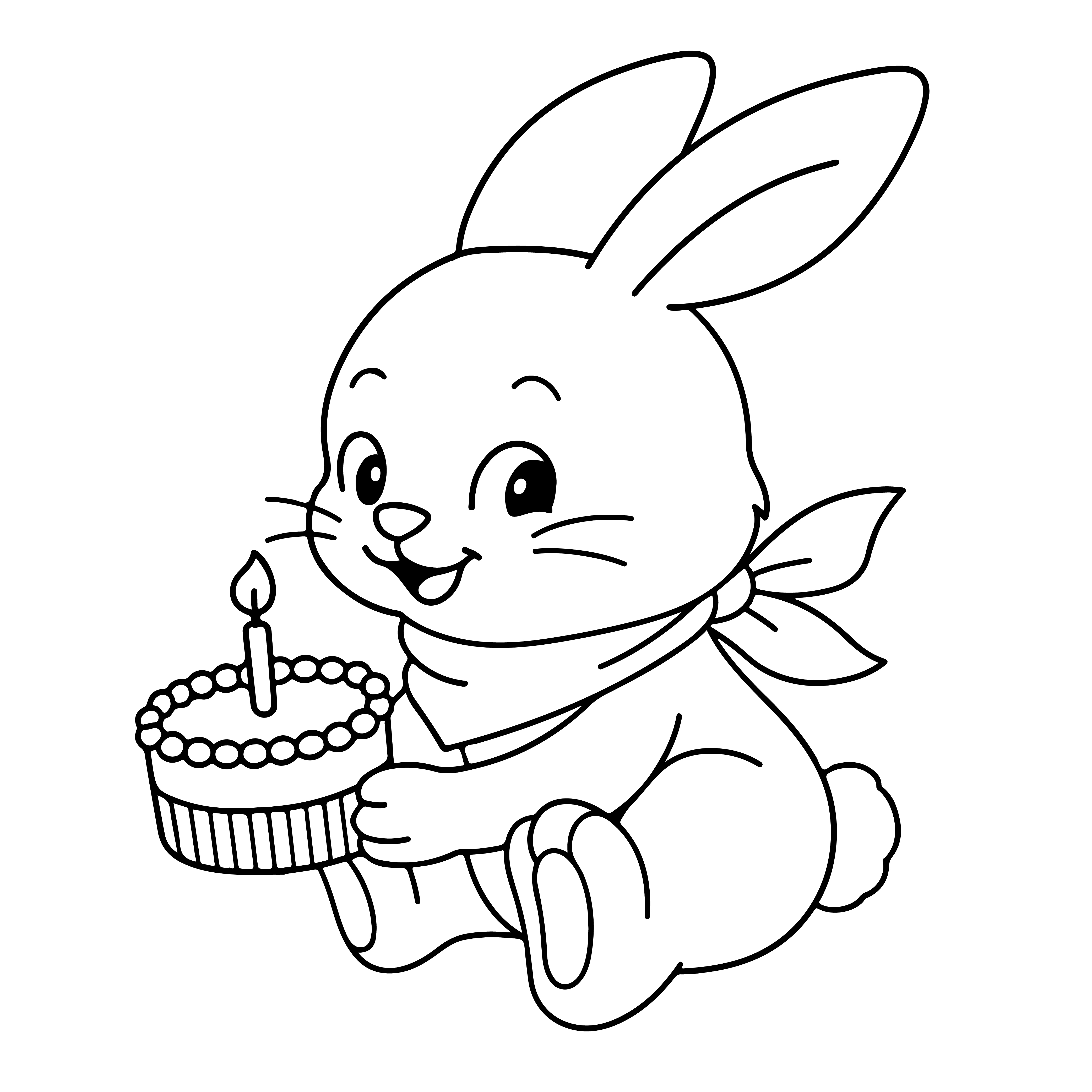 NewJeans’ Cake Bunny in black line art.