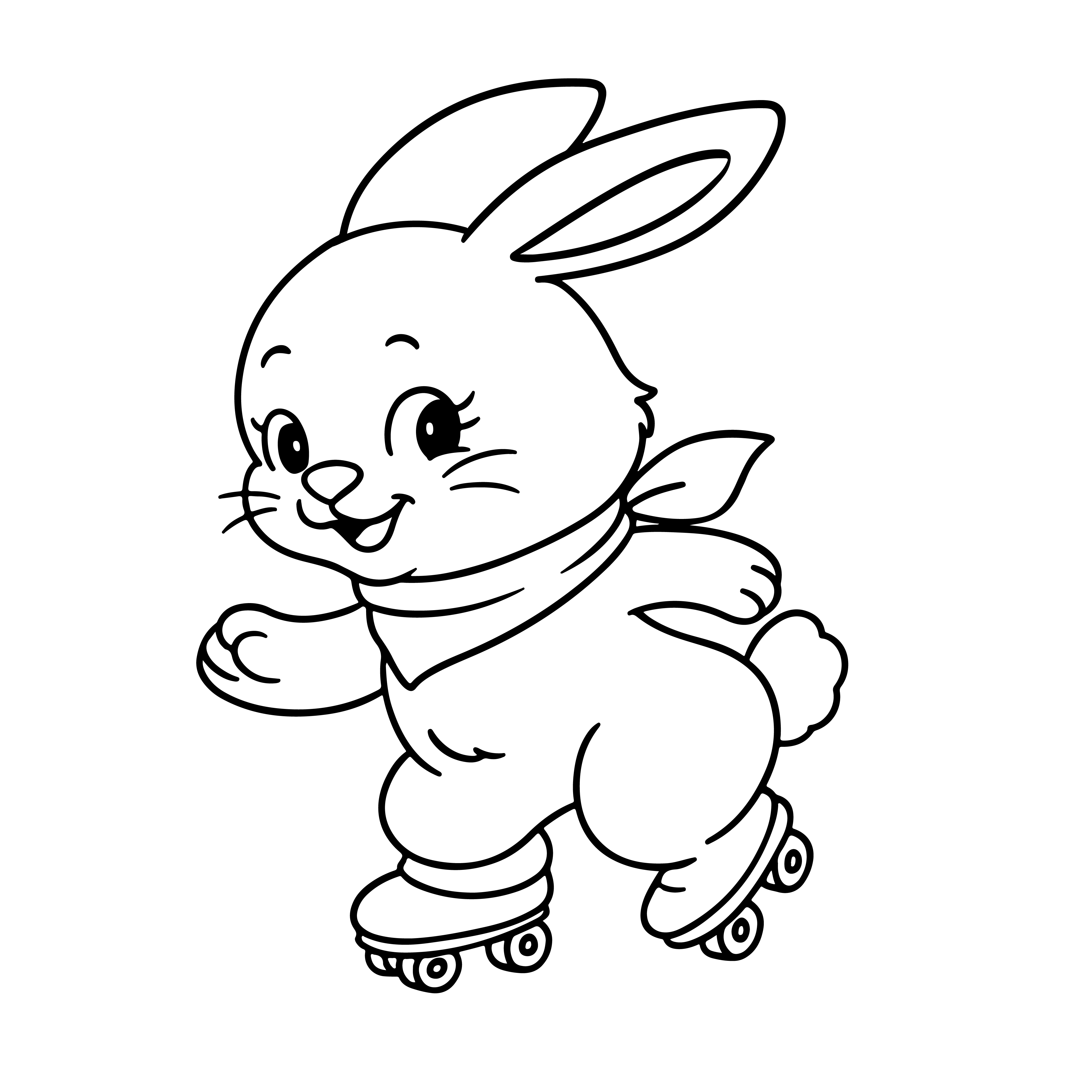 NewJeans’ Roller Skate Bunny in black line art.