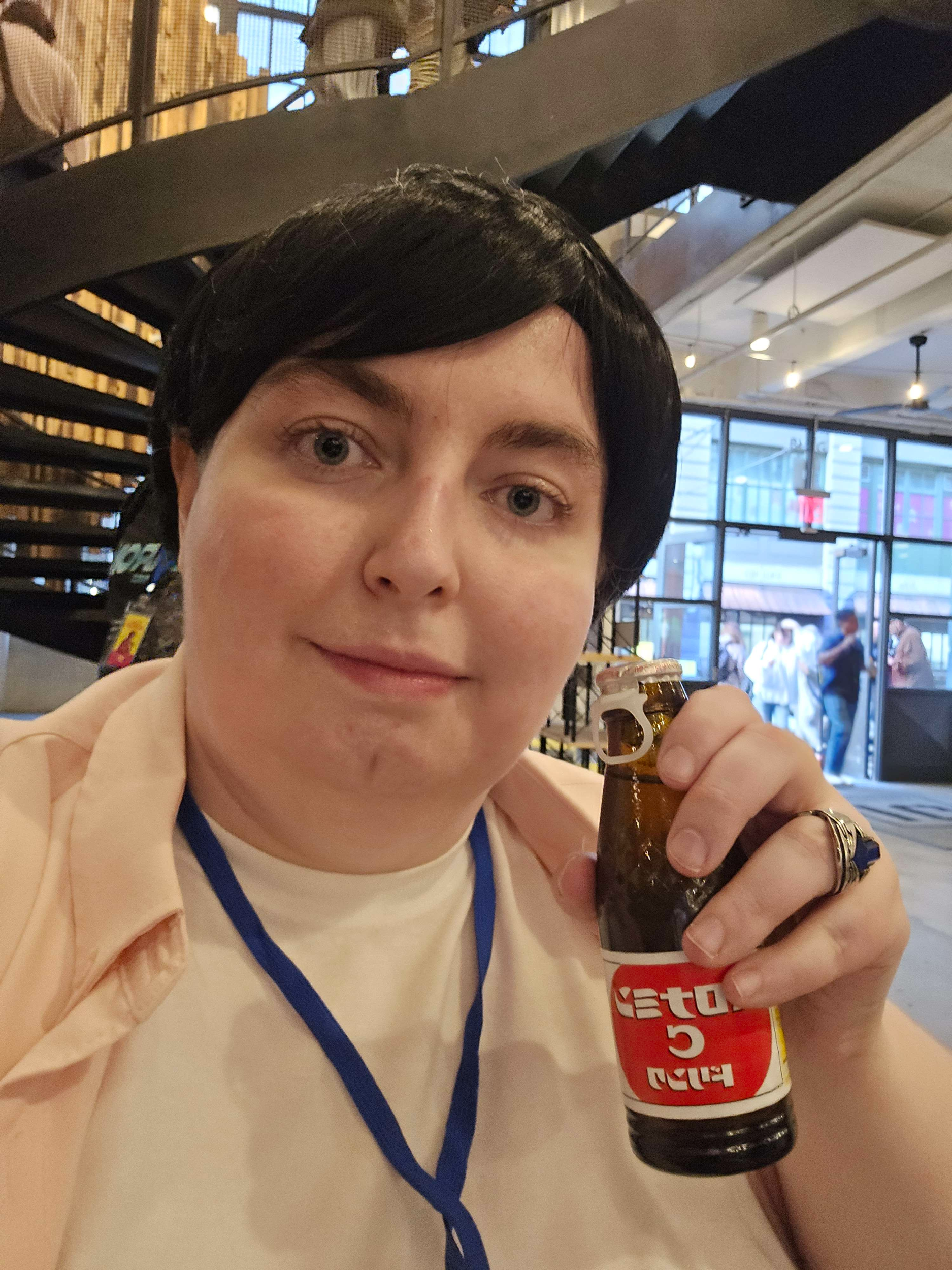 My Hotaro Ichinose Cosplay, I am holding an oronamin C bottle.