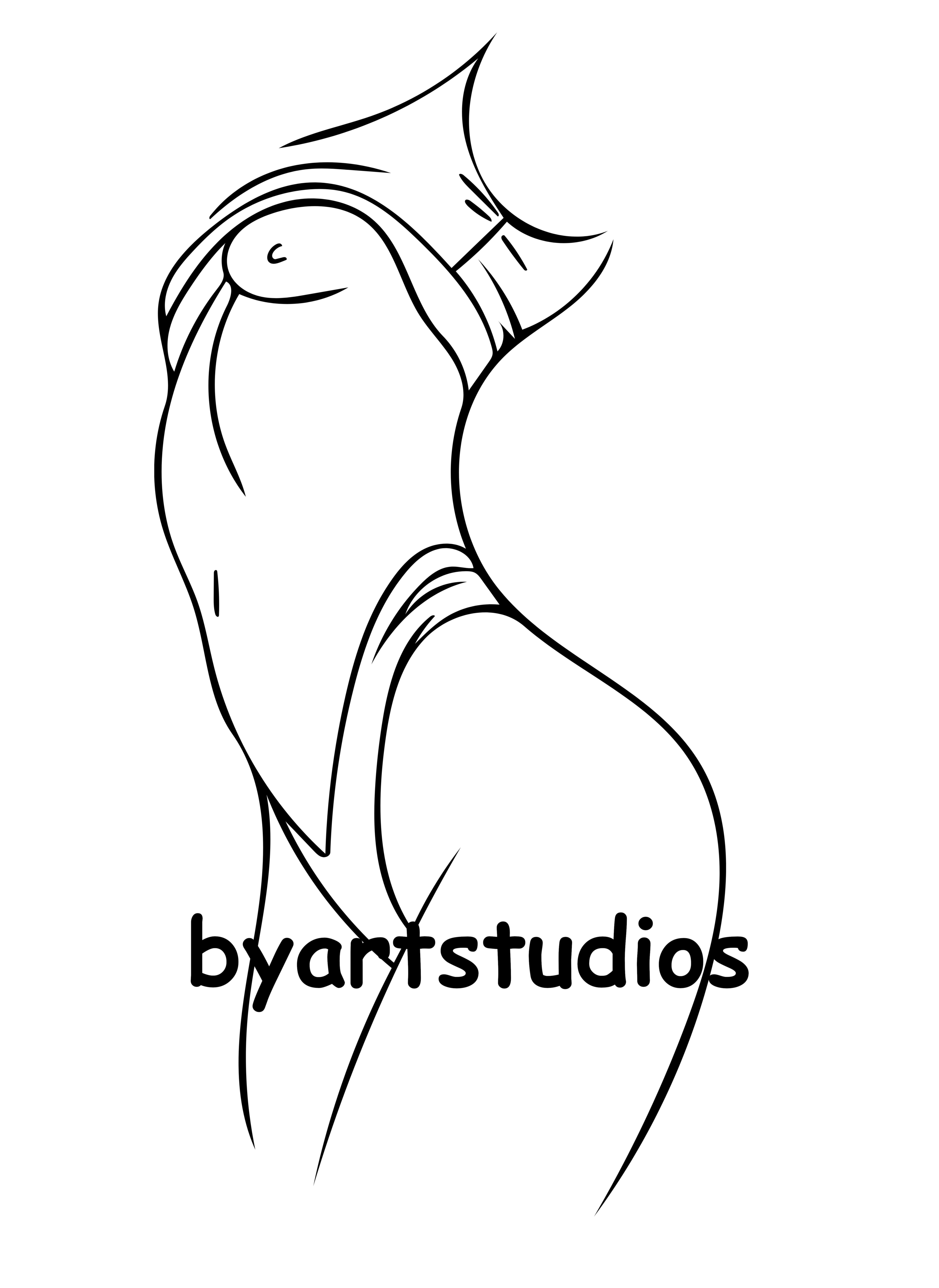 Femme nue en dessin de lignes.