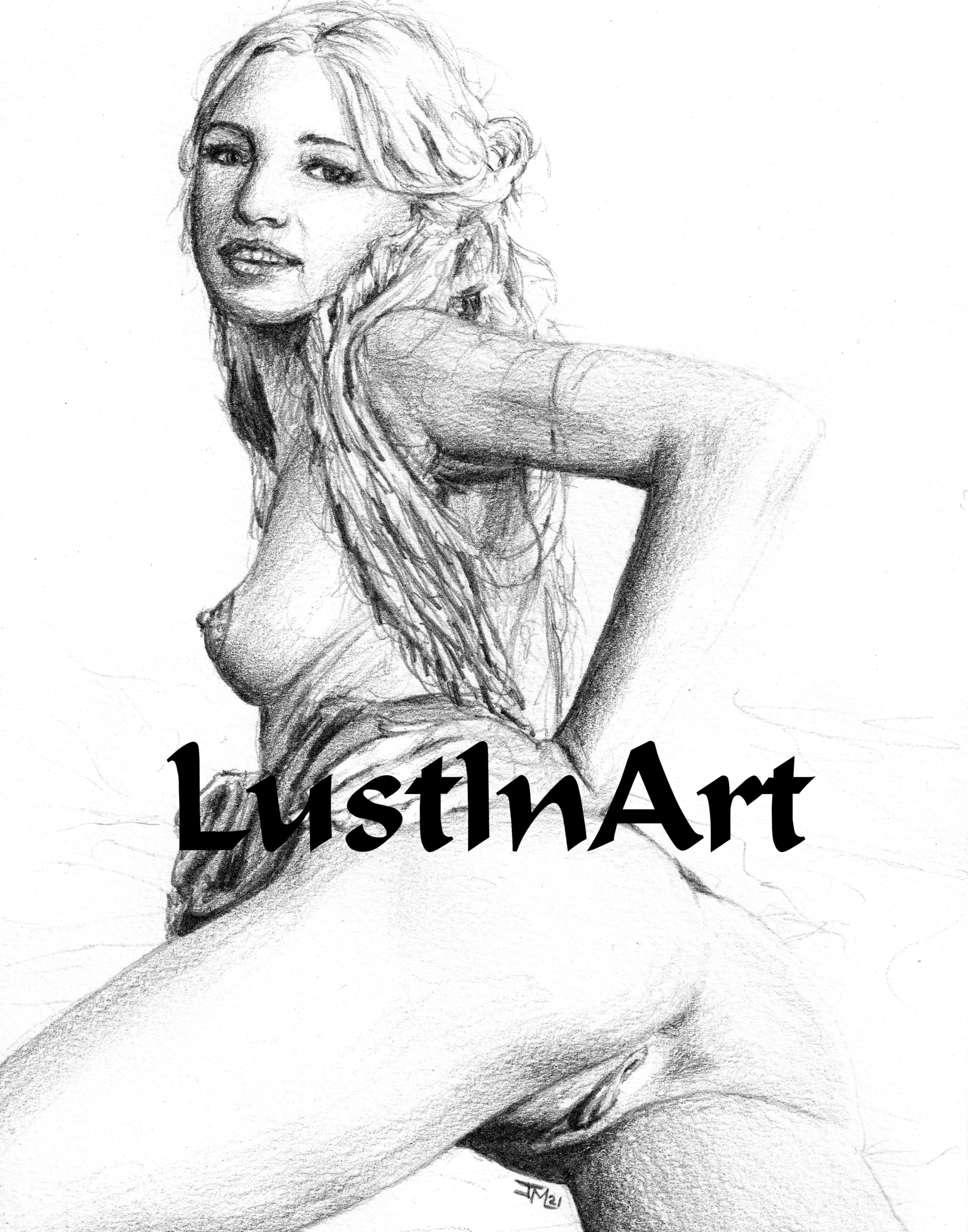 Femme sexy nue au fusain.