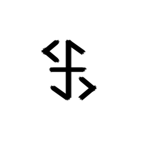 a rune like symbol with many diagonal connecting lines
