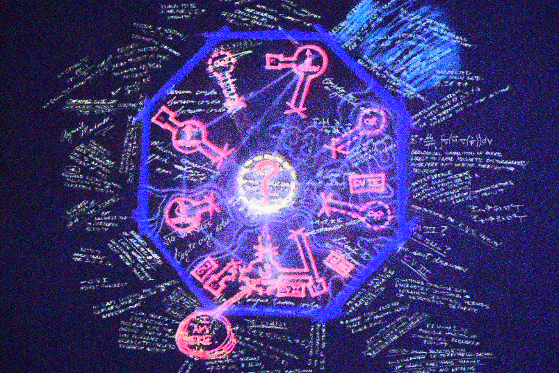 A pixelated image of the blast door map.