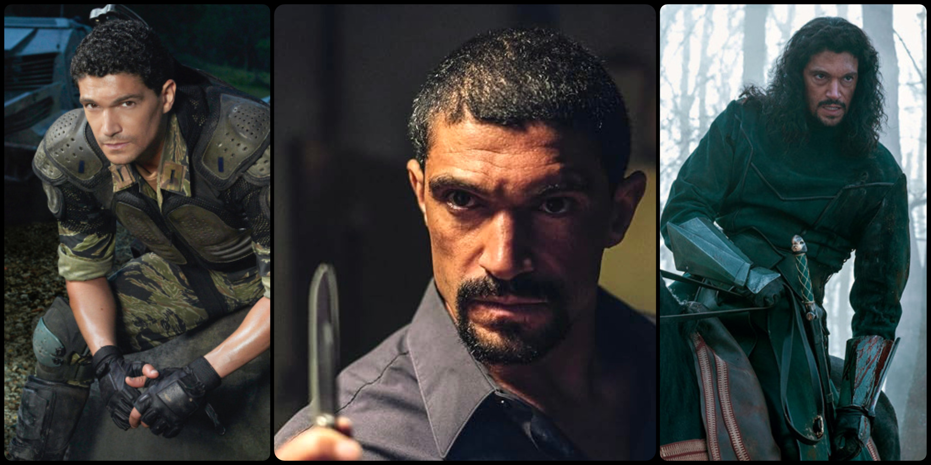 Banner. Three photos of calm warrior.