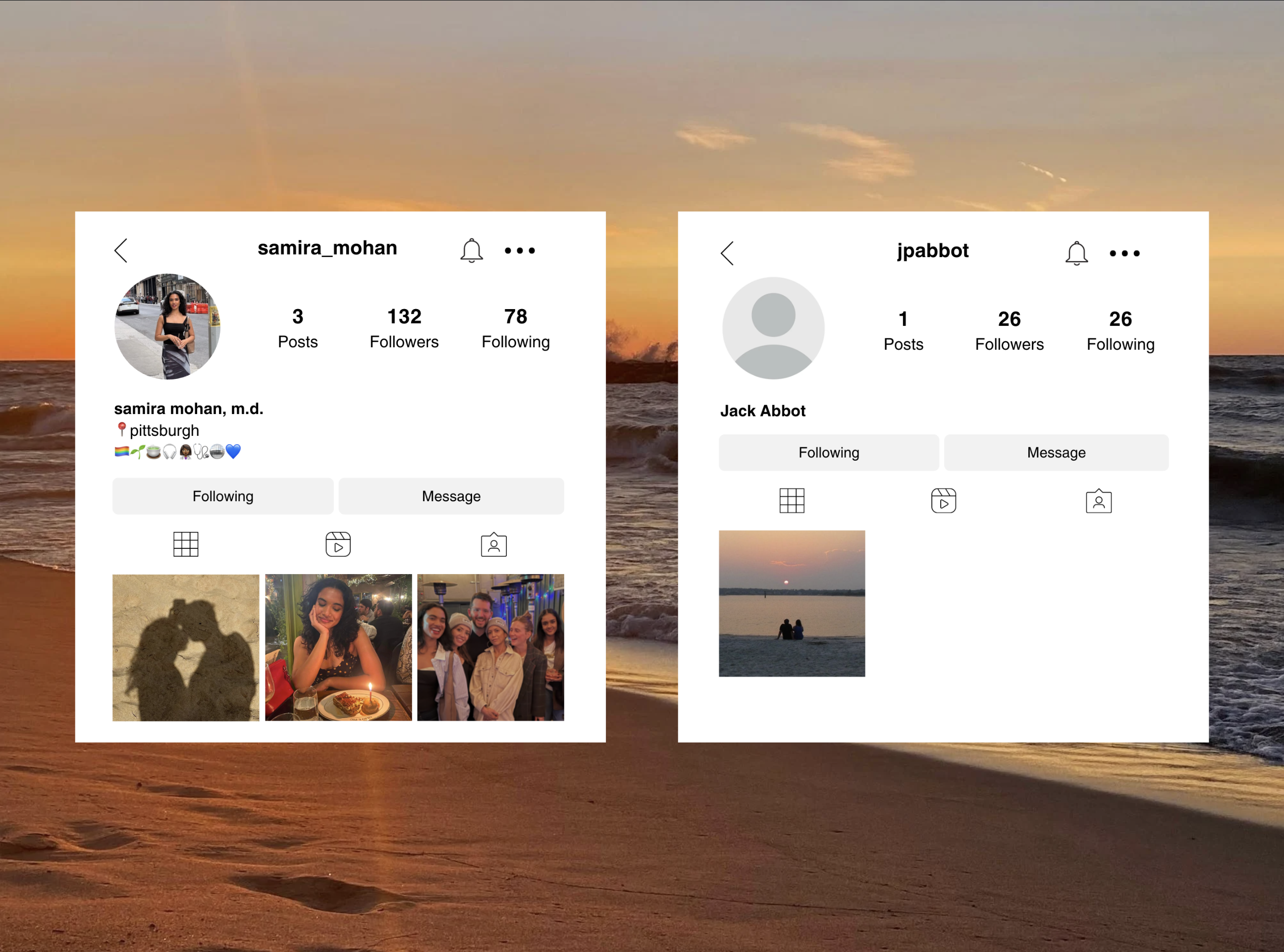 Samira and Jack's Instagram profiles