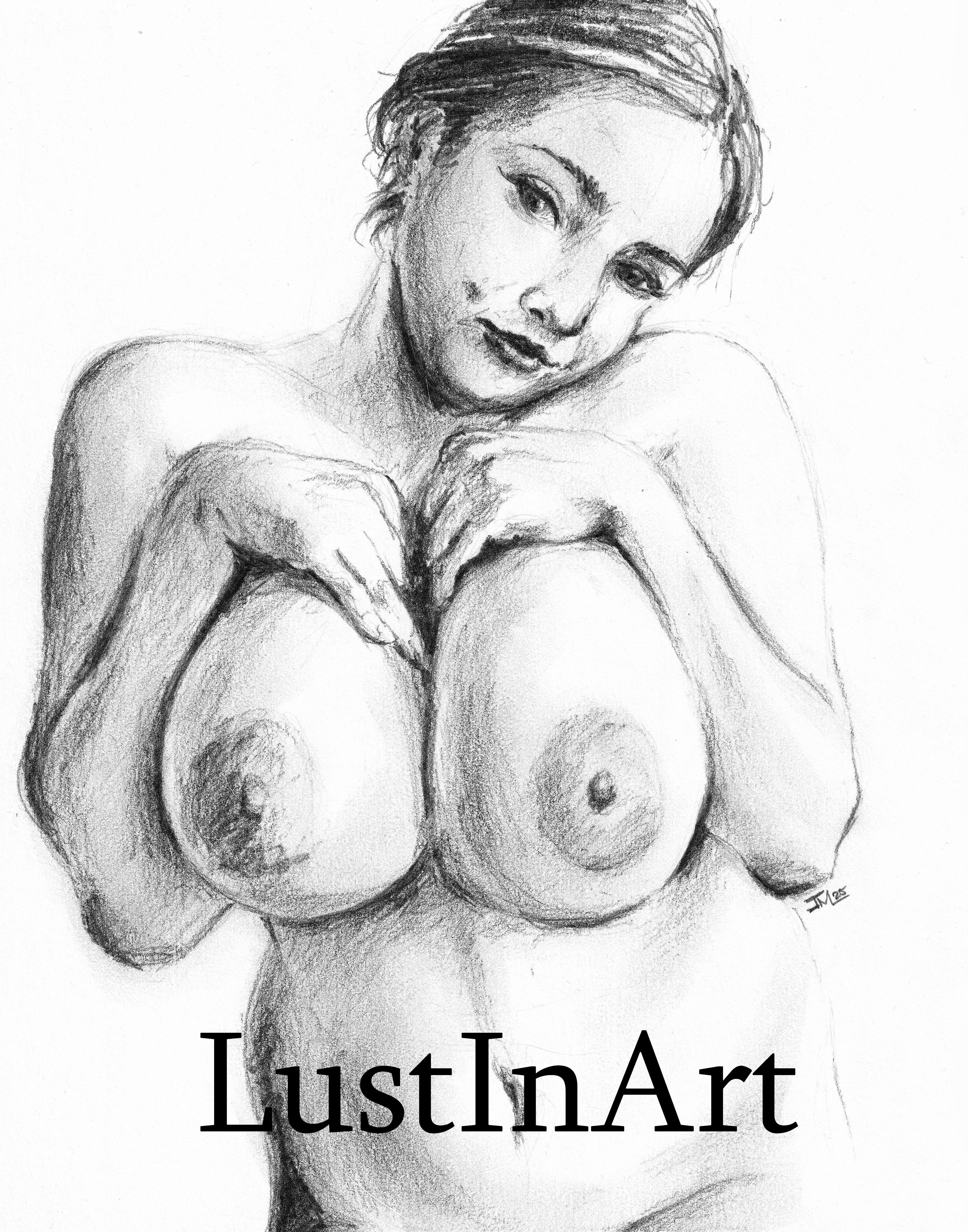 Sexy nude woman in charcoal.