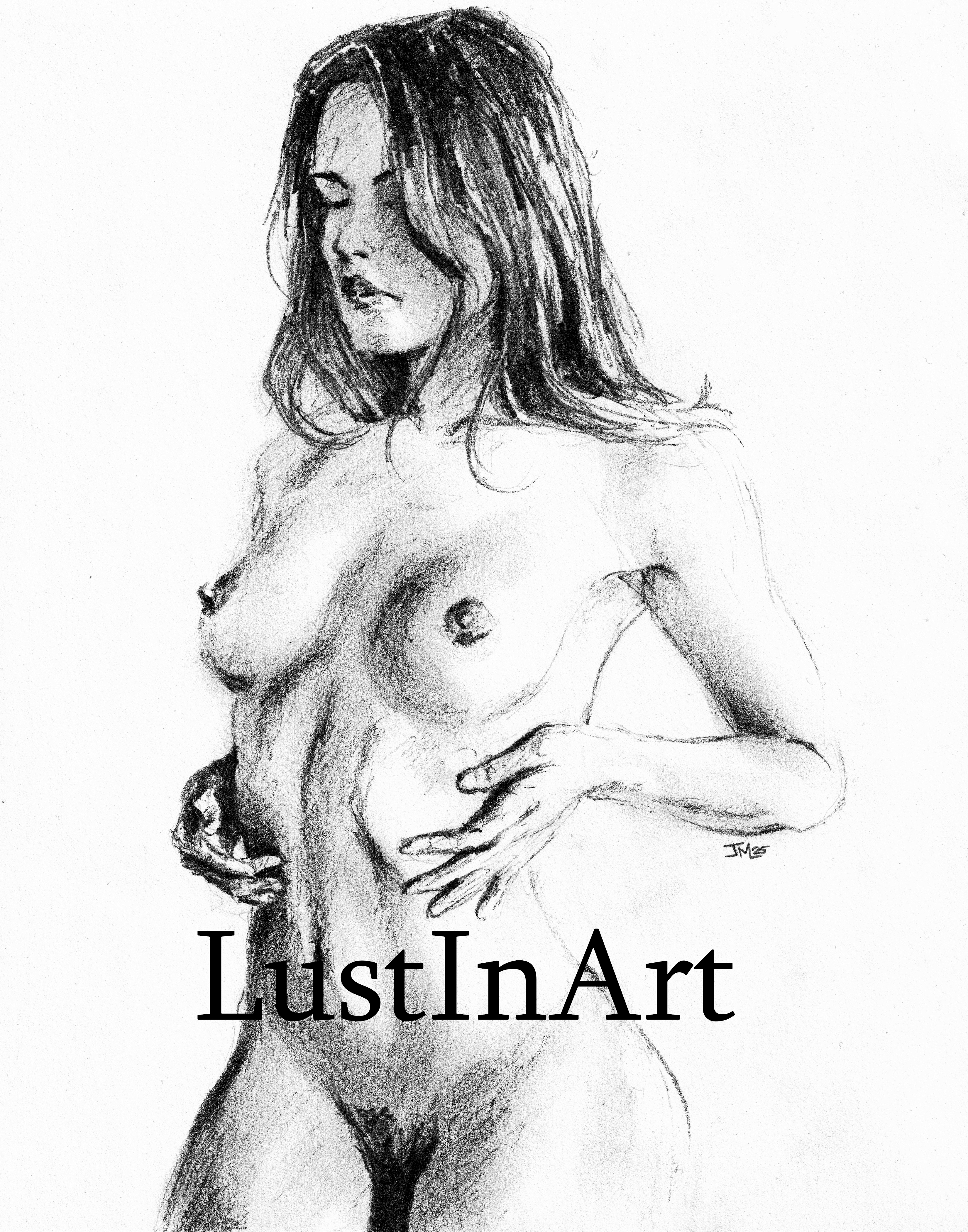 Sexy nude woman in charcoal.