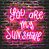 a neon lit word sign that says 'you are my sunshine'