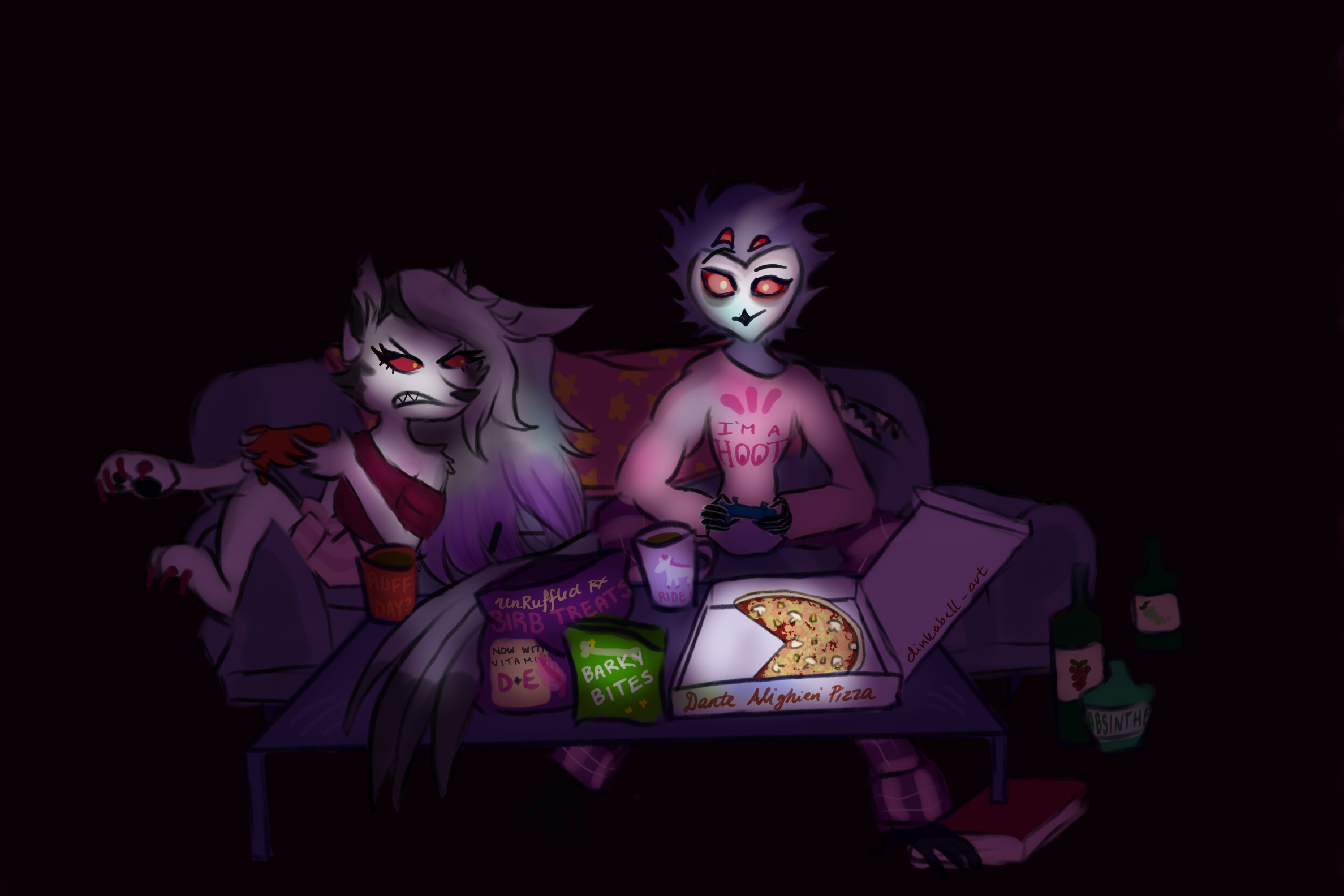 Loona and Stolas playing video games.