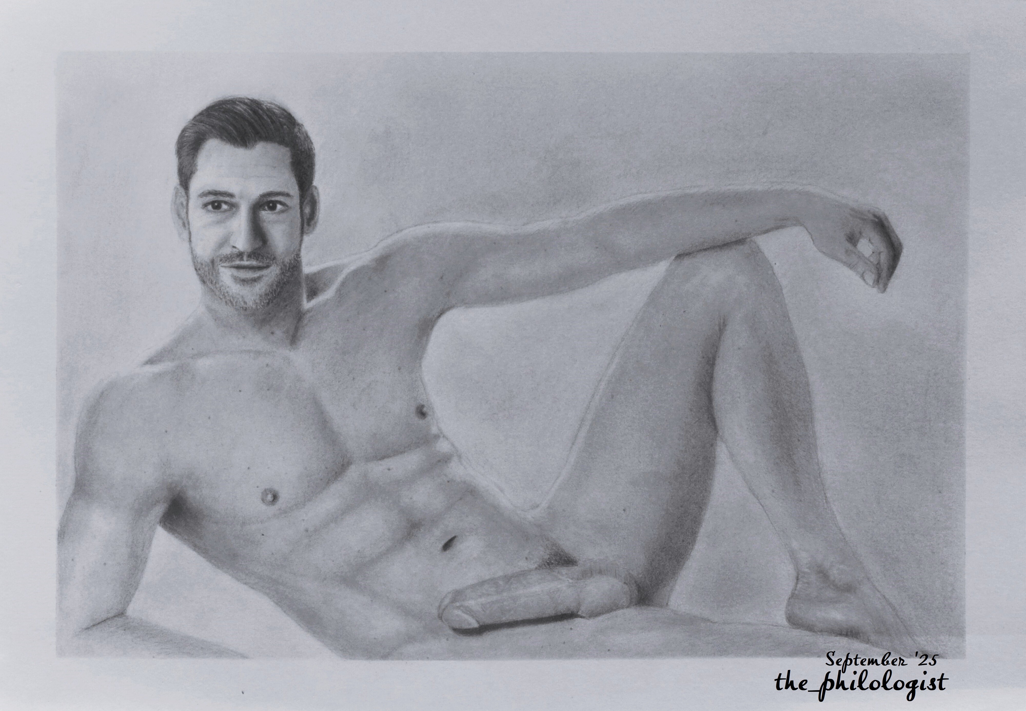 A pencil drawing of Lucifer morningstar