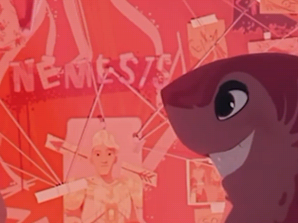Nimona shark clacking her teeth