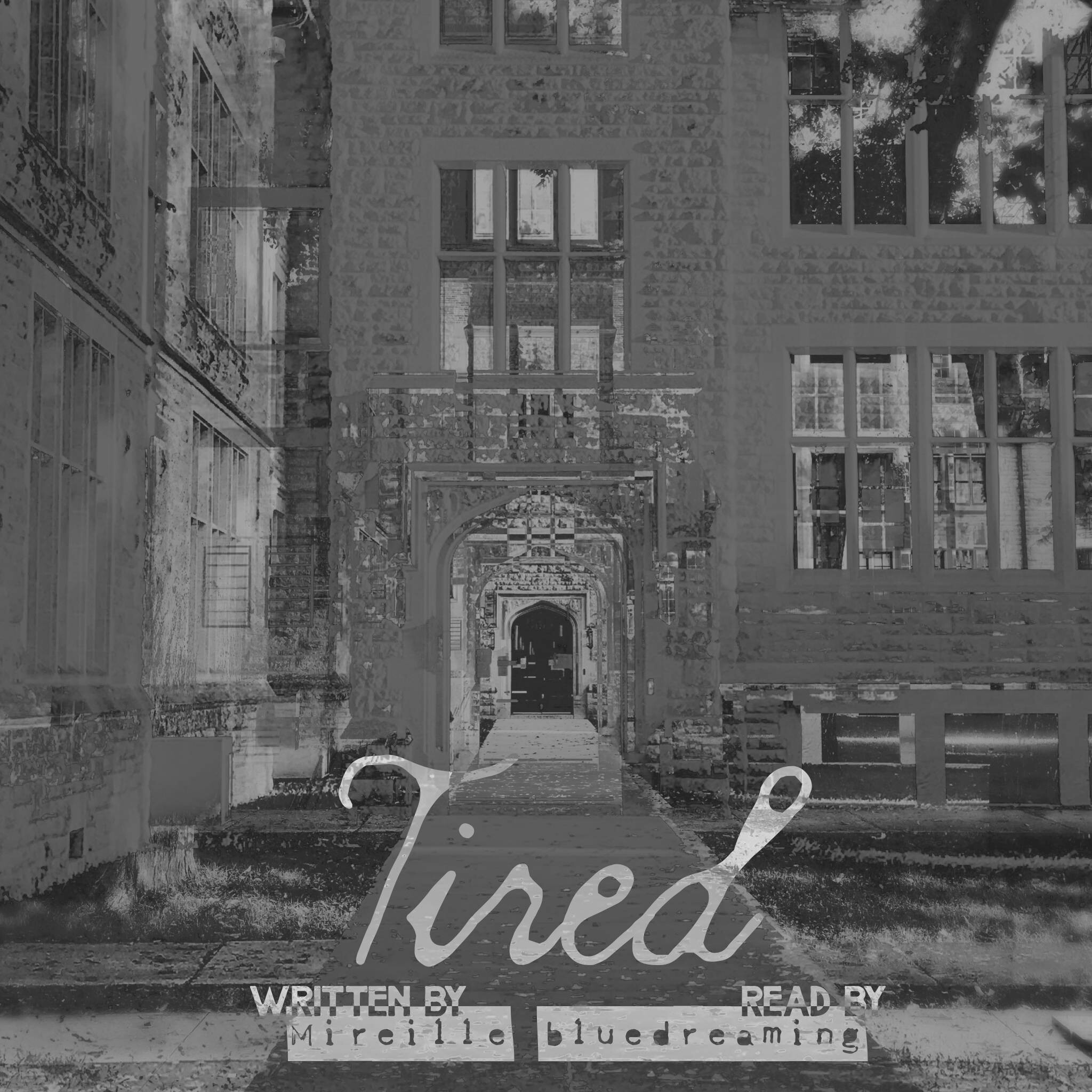 podfic credits. overlaid monochrome photographs of an old stone building and doorway, and pathway.