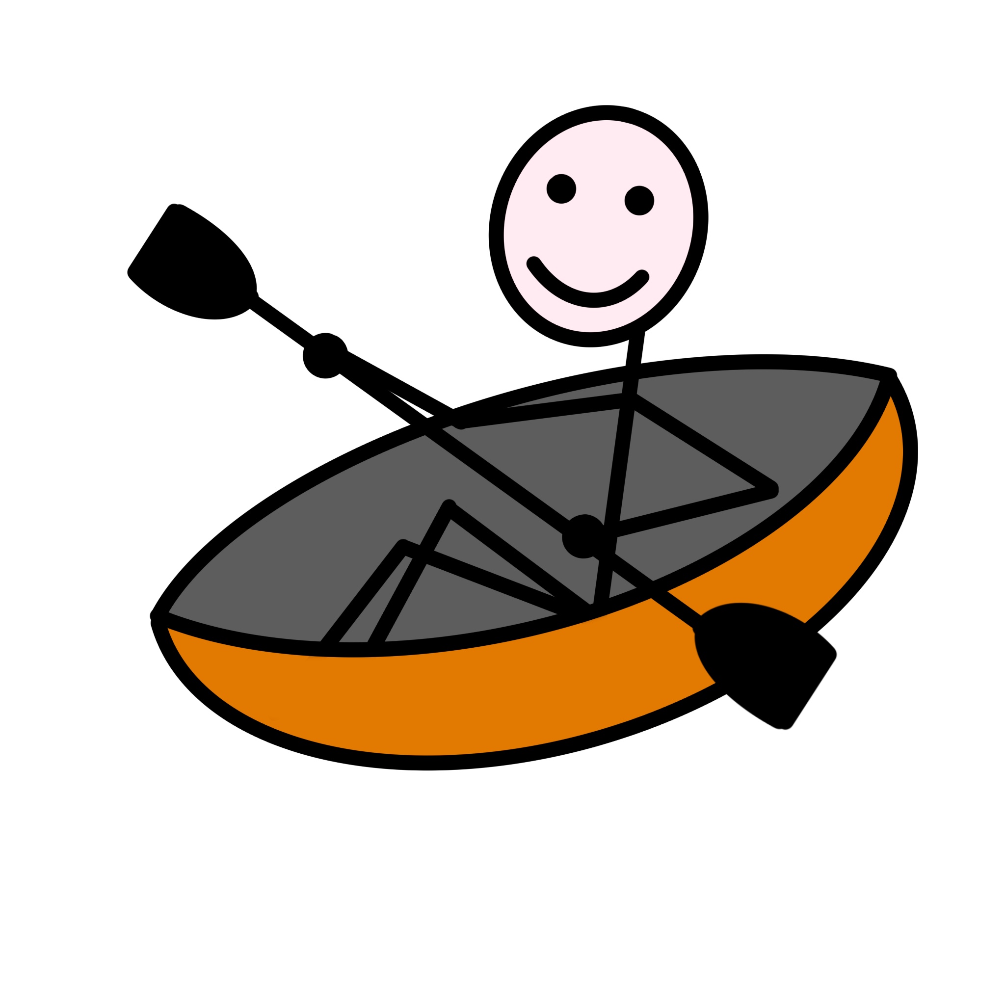 stick figure in a tiny canoe looking slightly unhinged
