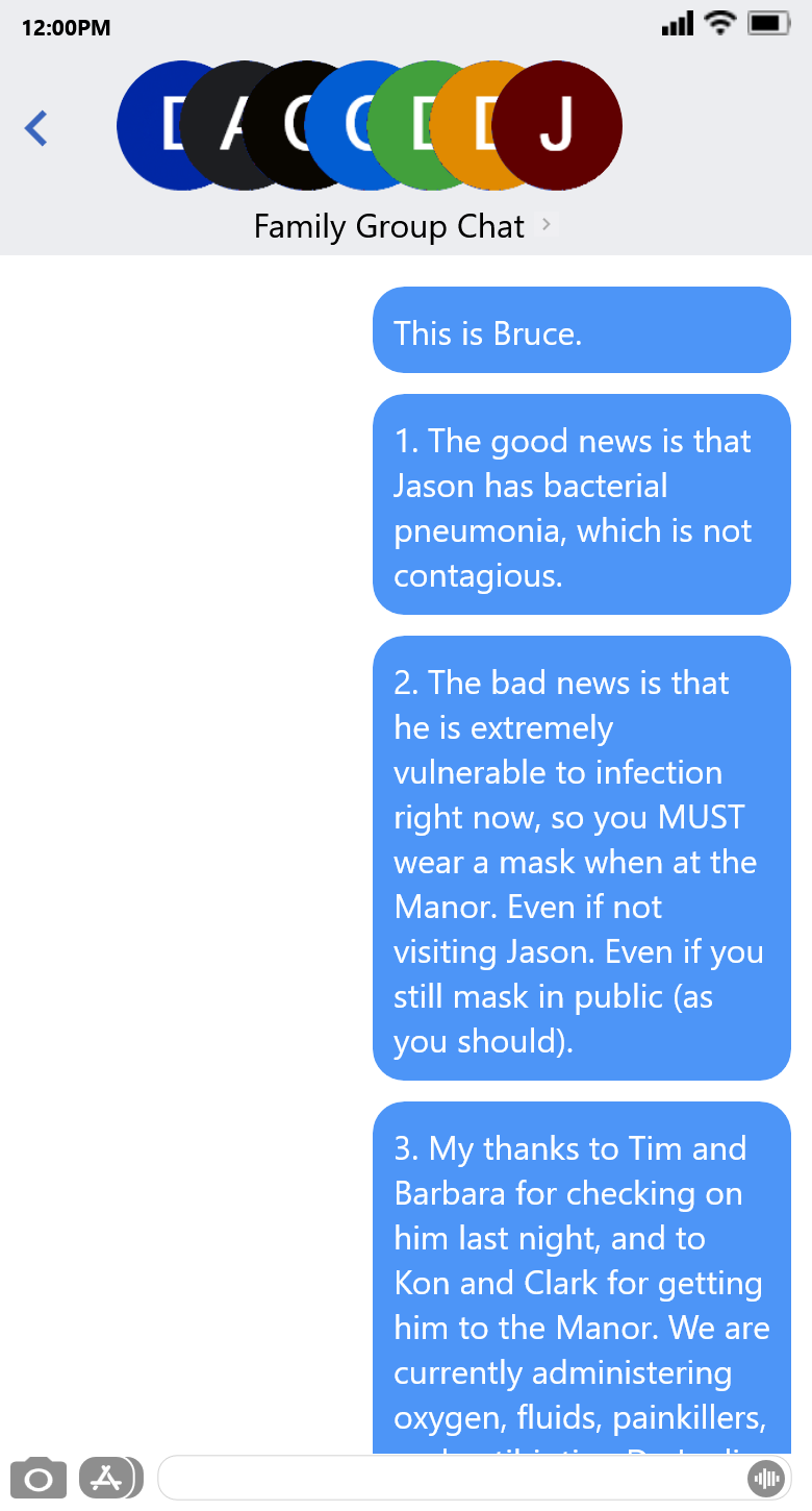 [the first of two screenshots of Bruce's texts to his Family Group Chat]