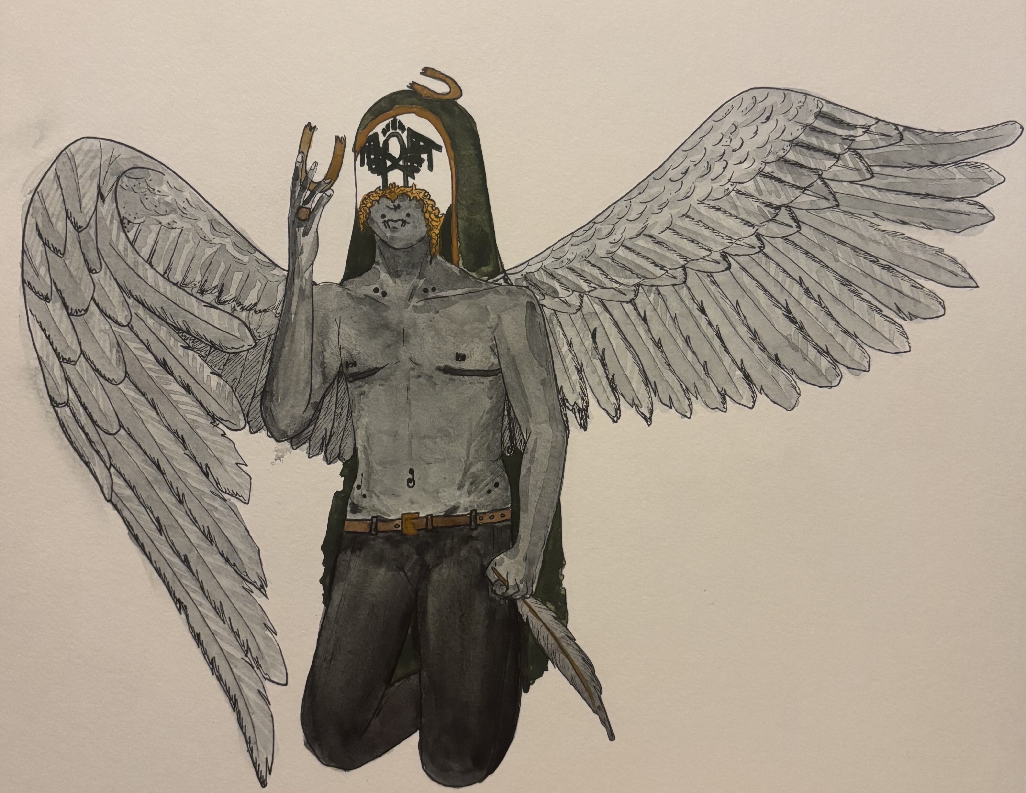 Vessel as a fallen angel before adding sparkly gold paint or a background.