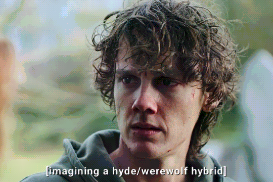 Tyler stunned, imagining what a hyde-werewolf hybrid would look like: a hyde with the head of Weasel from The Suicide Squad.