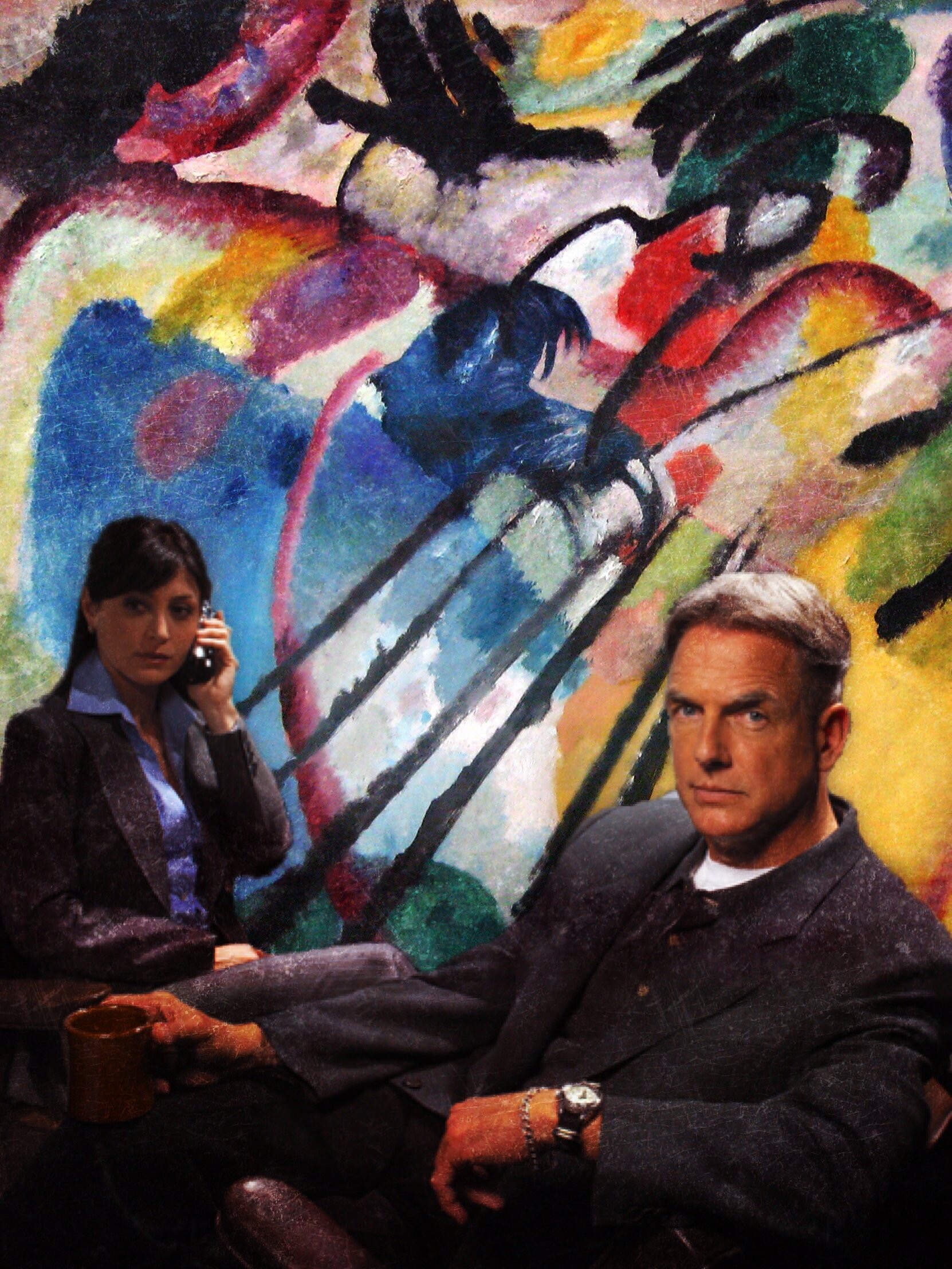 kandinsky improvisation no 26 rowing with Kate and Gibbs superimposed on it 
