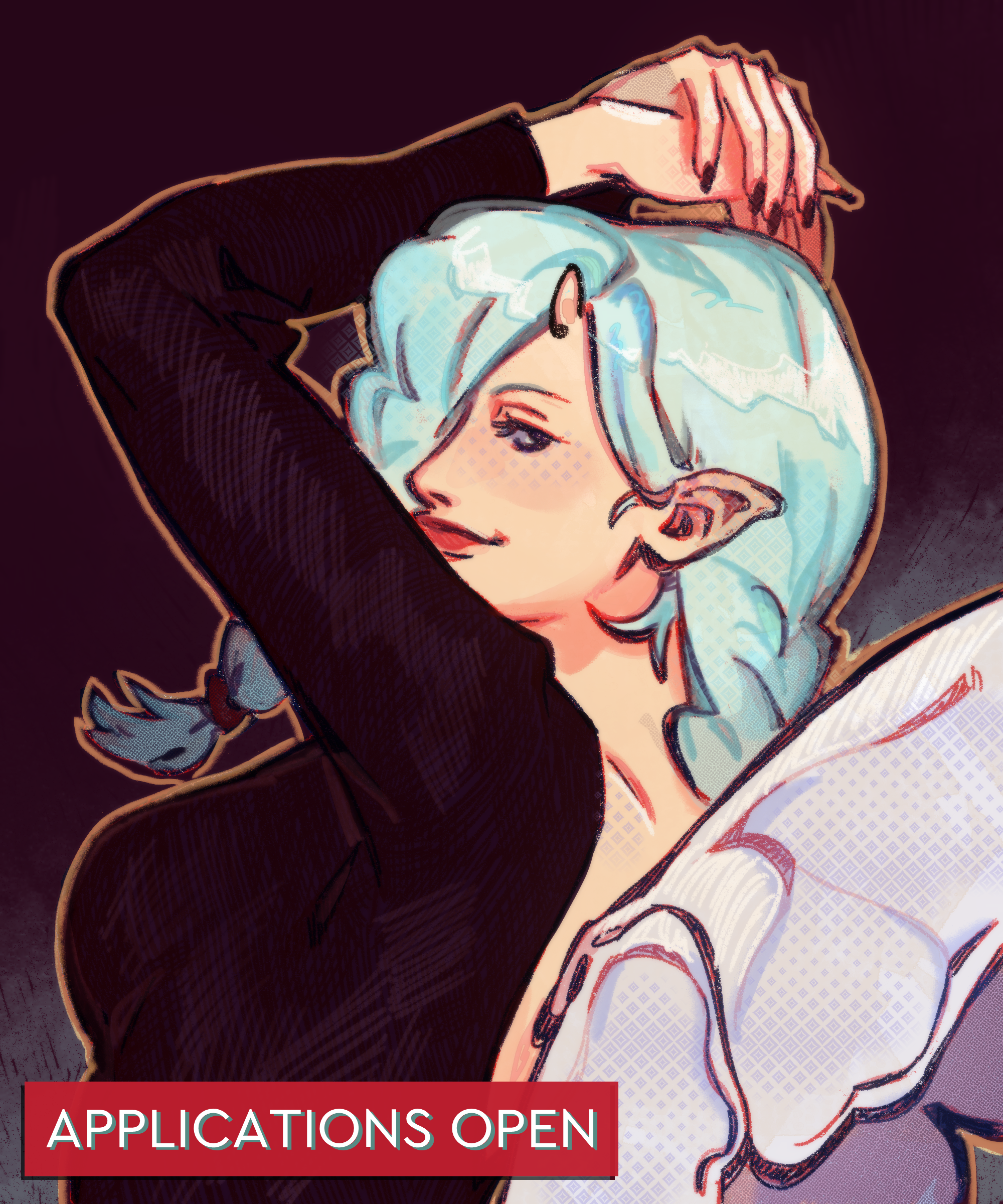 Image of Mei Mei with wings with the words 'Applications Open' at the bottom