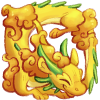 a badge of the windsinger in yellow curled into a square
