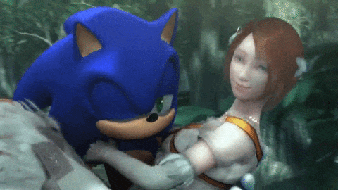 Sonic carrying Elise in the forest. In the OG cutscene, they exchange two brief lines of dialogue, but here it's on loop, so it looks like they're chatting.