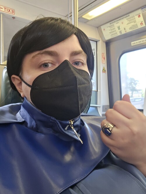 Me on the train in my mask