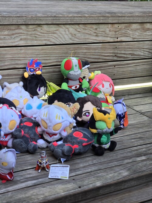 Kamen Rider plushies.