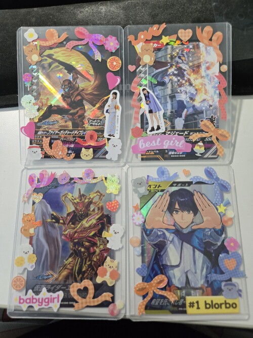 Decorated toploaders of Daybreak, Majade, Eld, and Hotaro.