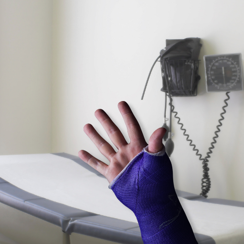 Wrist in blue cast