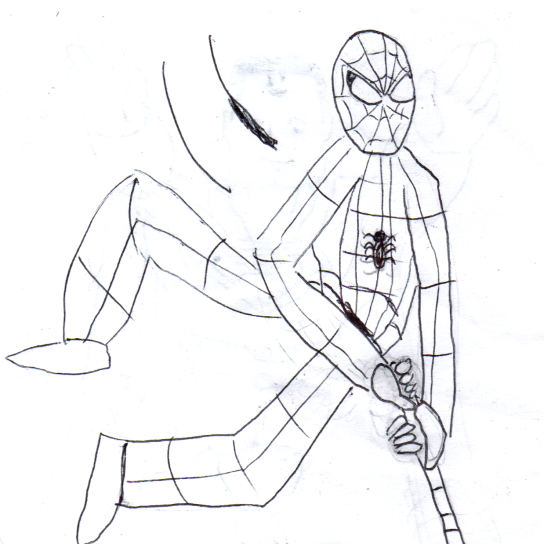 Spider-Man swinging on a web