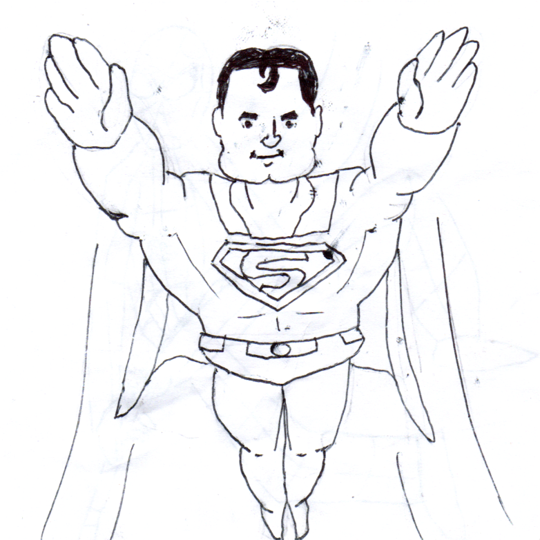 Superman from Super-Friends, flying through the air
