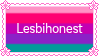 the quote lesbihonest on a bi lesbian flag background, with a pink flowery frame