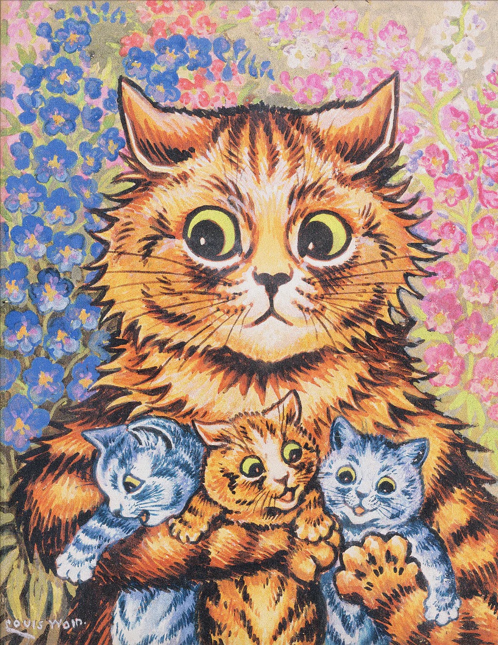 Cat-with-Kittens-by-Louis-Wain.jpg