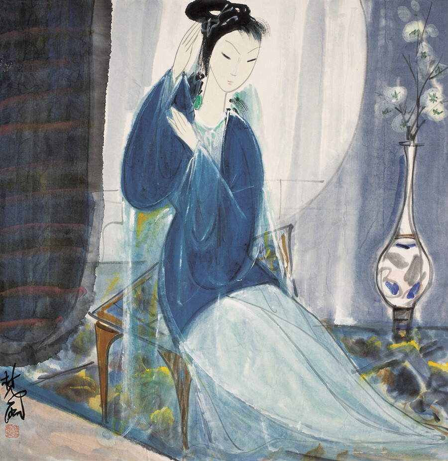 Lady-in-blue-by-Lin-Fengmian.jpg