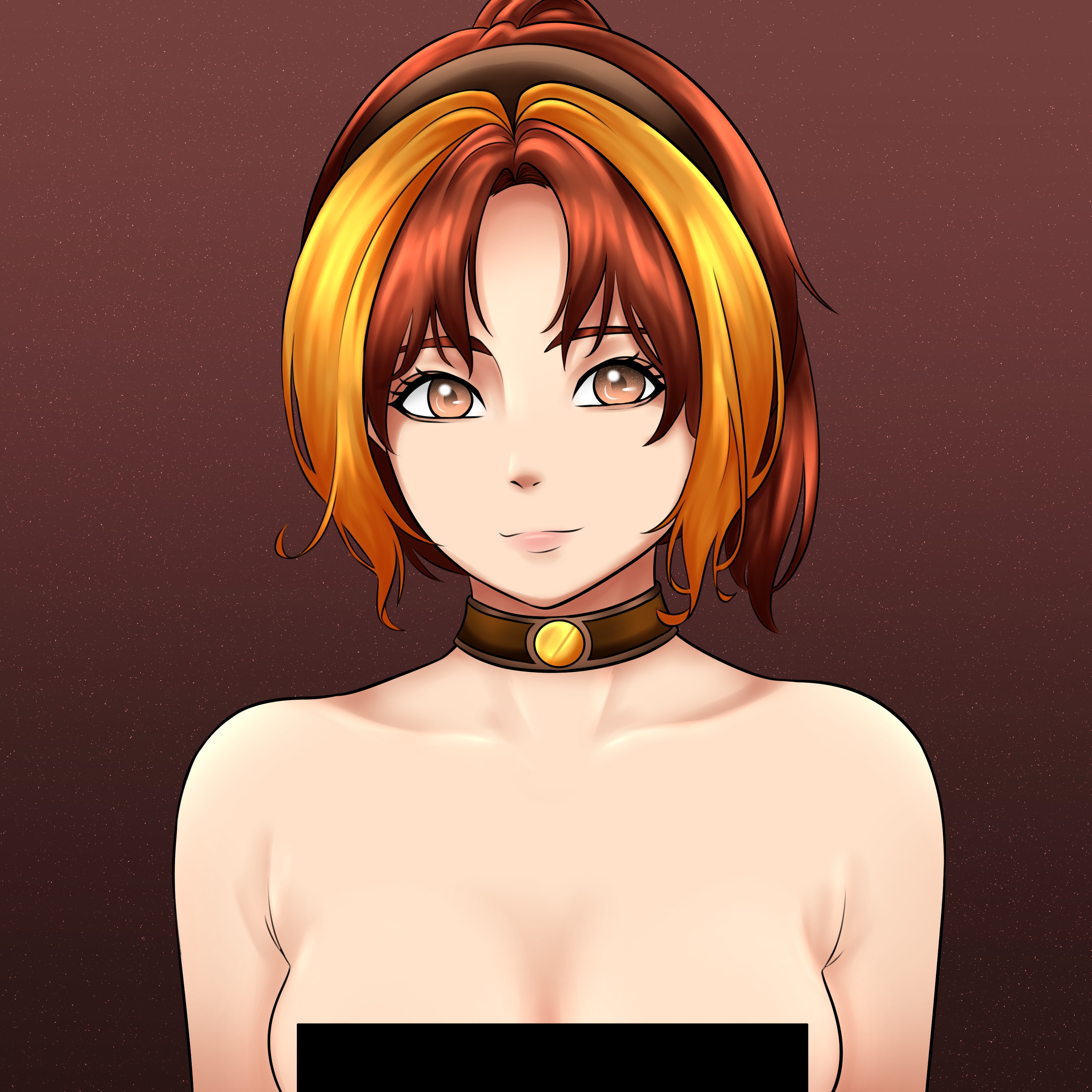 Koudelka Iasant naked, in anime style art. Censored version.