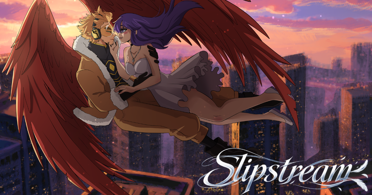 Cover art for Slipstream, a Hawks x original character My Hero Academia fanfiction.